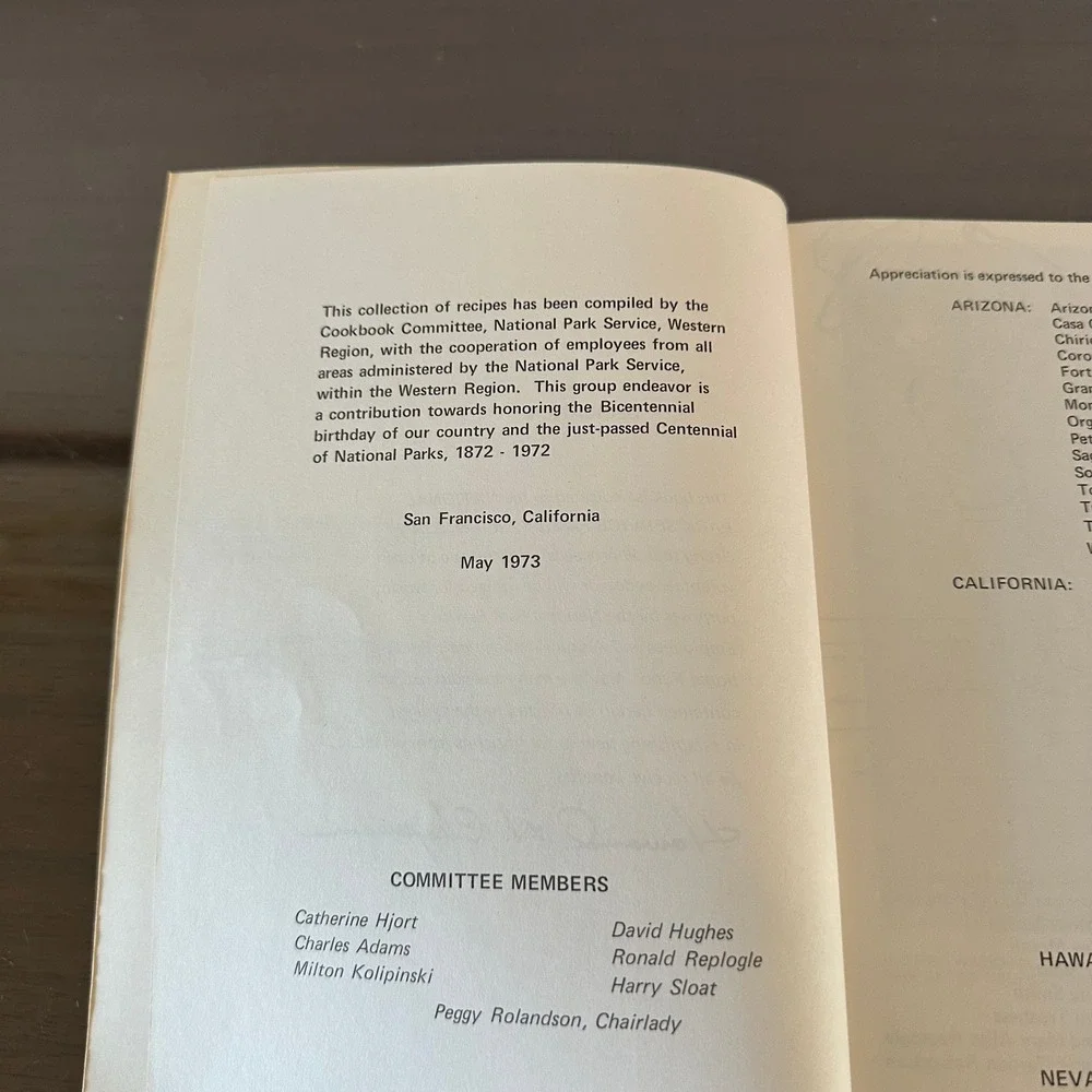 Vintage 1973 National Park Service Cookbook What's Cooking in Our National Parks